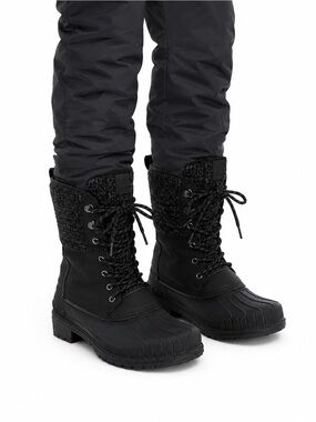 Size 8 Women’s Kamik Waterproof Winter Duck Boots Black Lace-Up Snow Boots